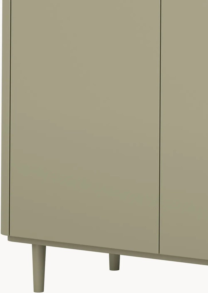 Komoda Elivo 200 cm štvordverová na nožičkách - eukalyptus / dub baltic dune