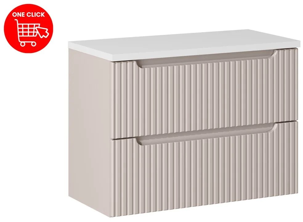 Závesná skrinka pod umývadlo Nova Cashmere II s doskou 80 cm kašmír/biela