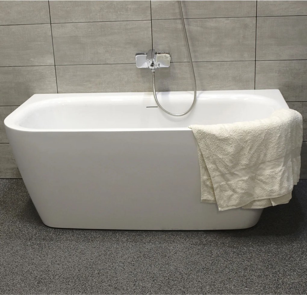 Novoterm Voľne stojaca akrylátová vaňa ku stene NV-Mona 150x75 biela + odtokový komplet