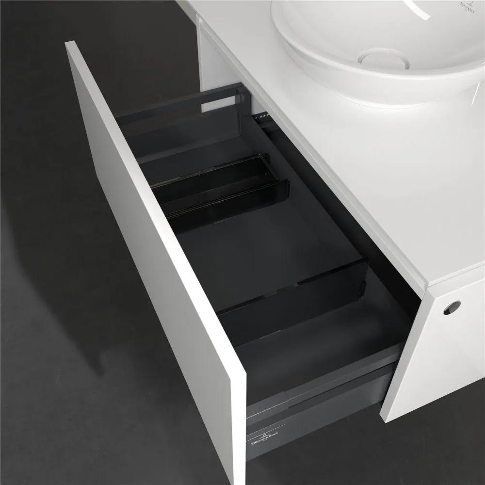 VILLEROY &amp; BOCH Legato závesná skrinka pod umývadlo na dosku (umývadlo v strede), 1 zásuvka, 800 x 500 x 380 mm, Glossy White, B56900DH