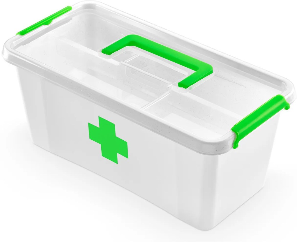 ALTOM Lekárnička, úložný box na lieky s vnoreným organizérom, 2v1, s rúčkou, antibakteriálna, 8l