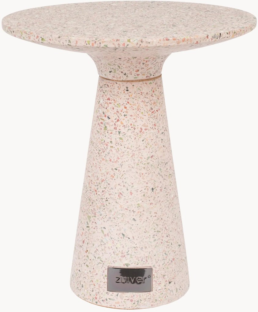 Okrúhly záhradný pomocný stolík vo vzhľade terrazzo Victoria