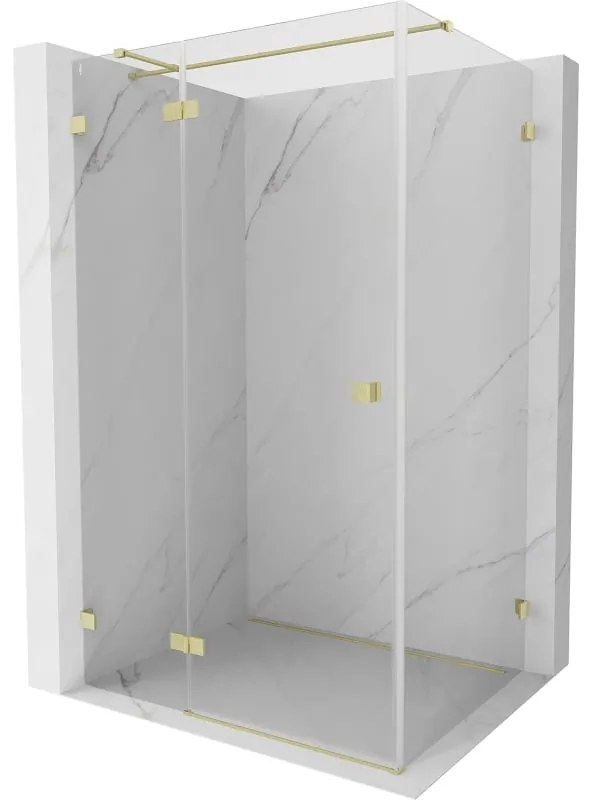 Mexen Lunar T, sklápací sprchový kút ľavý 120 x 90 cm, 8mm číre sklo, zlatý kartáčovaný - 834T-120-090-55-00-L