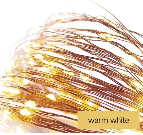 LED vonkajší svetelný reťazec 100×LED / 15 m, IP44, teplá biela