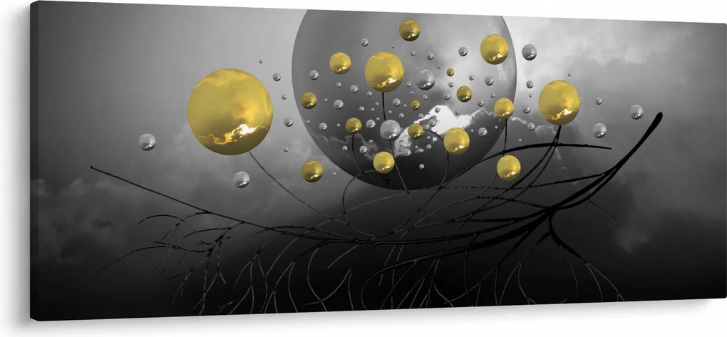 Obraz zlatých abstraktných gulí (120x50 cm)
