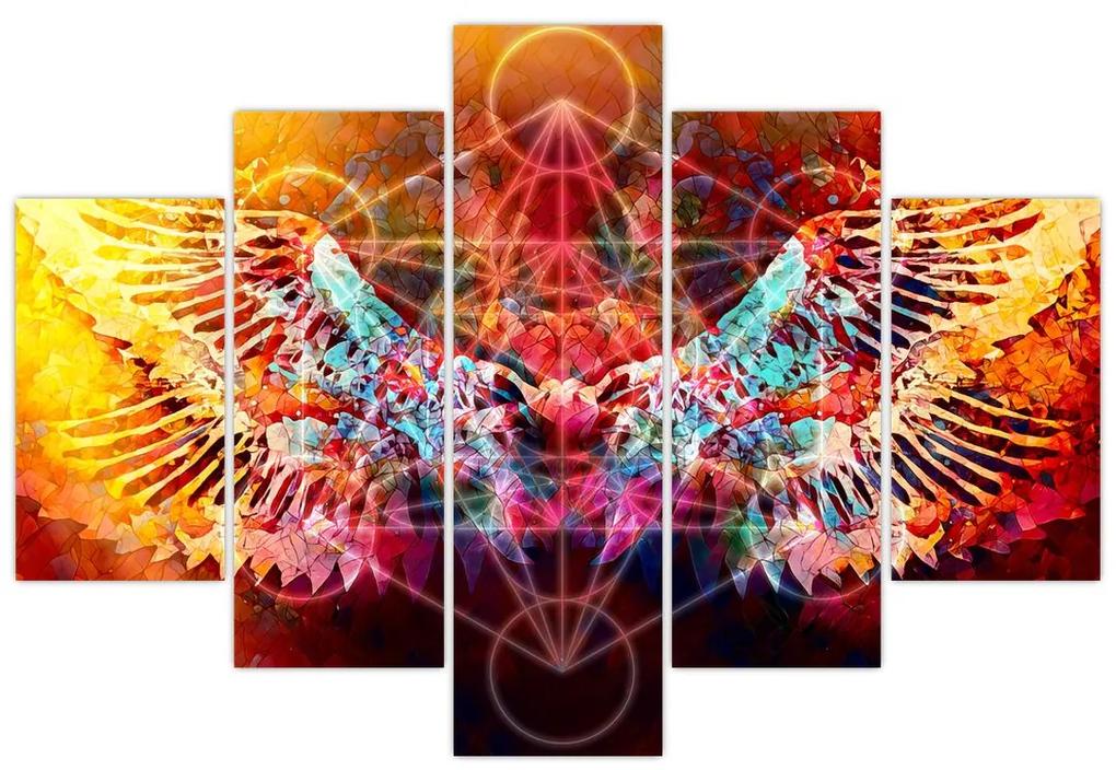 Obraz - Merkaba s krídlami, abstrakcia (150x105 cm)