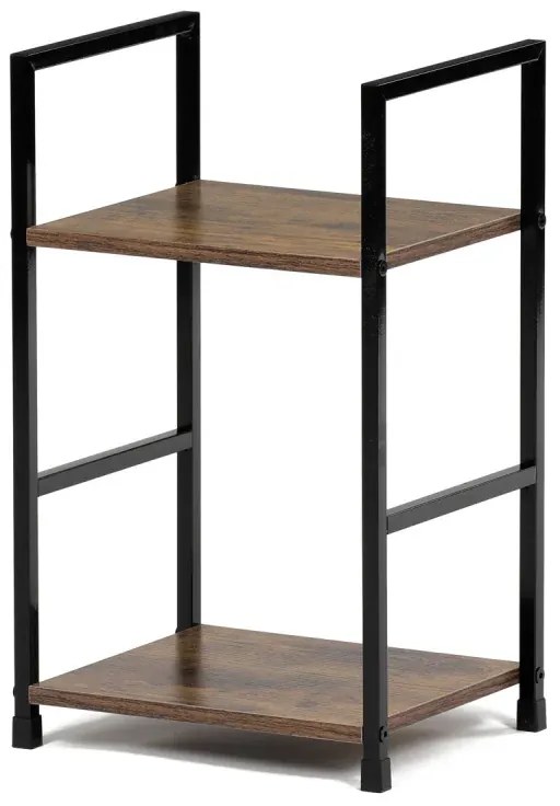 Regál, 2 police, dekor staré dřevo, MDF, černý lak