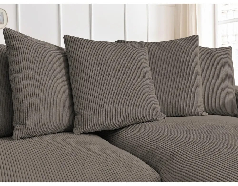 Taupe menčestrová rozkladacia/s úložným priestorom rohová pohovka Voltaire – Bobochic Paris