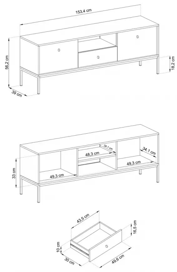 Televízny stolík Mono II 154 cm béžová/zlatá