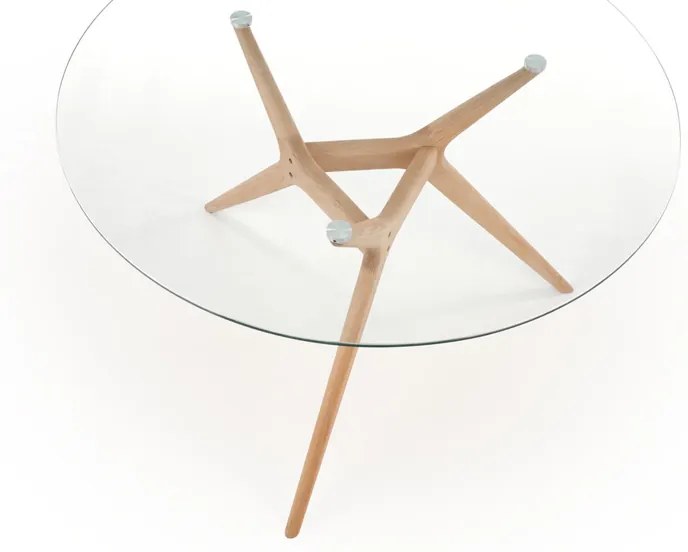 Okrúhly sklenený jedálenský stôl Ashmore - priehľadná / prírodná