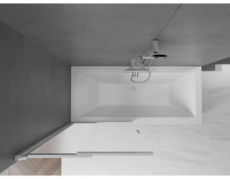 Mexen Fox, 2-krídlová vaňová zástena 85x150 cm, 5mm sklo námraza, chrómový profil, 891-085-002-01-30