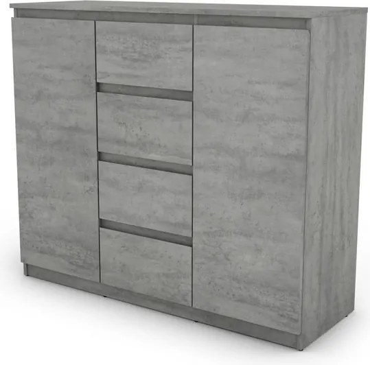 Široká komoda so 4 zásuvkami Carlos, šedý betón, 120 cm