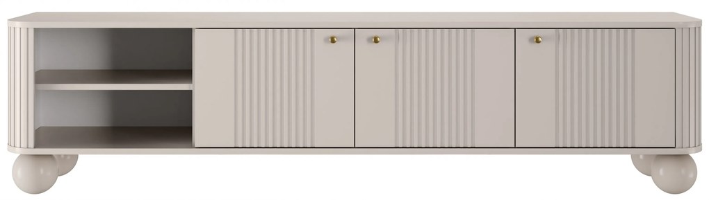 TV stolík Vesper 3D 187 cm - kašmír / zlaté úchytky / guľaté nohy