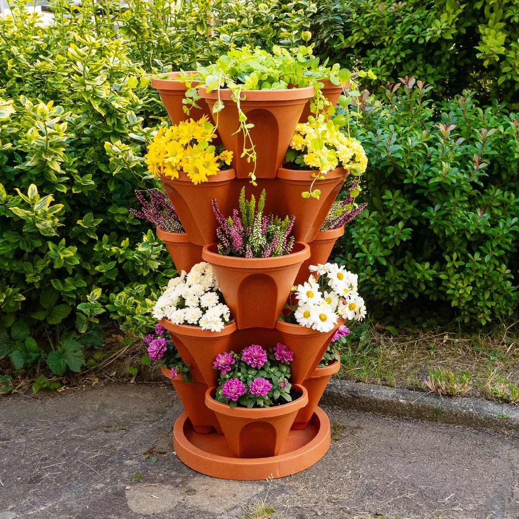 4Home Kvetinová kaskáda 5-dielna, terakota, 5 poschodí