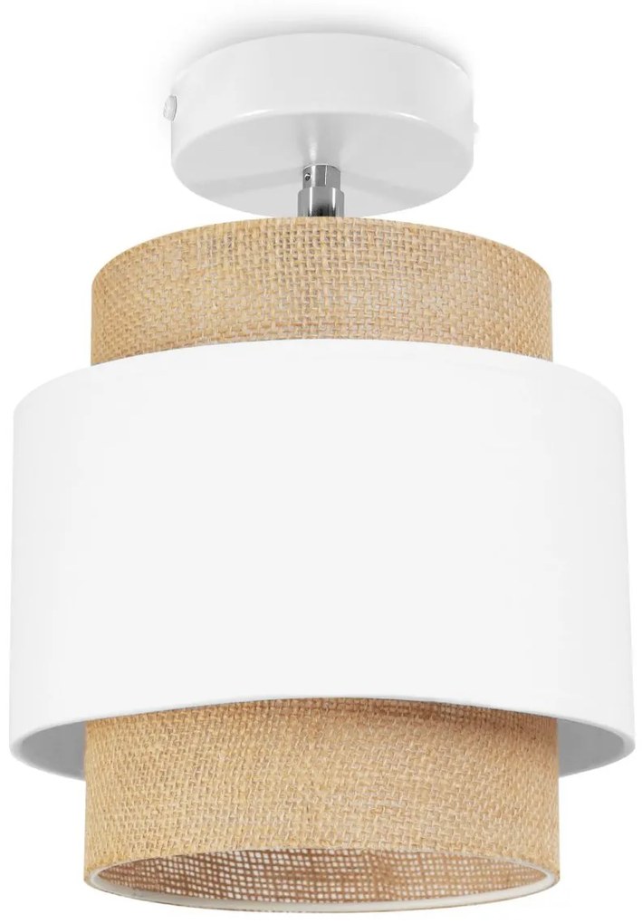 Bodové svietidlo Boho, 1x jutové/biele textilné tienidlo, (možnosť polohovania)