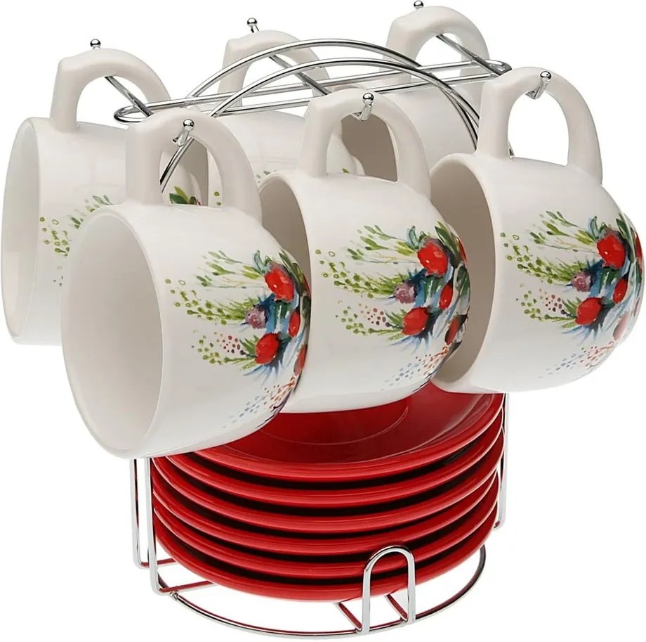 Set 6 čajových šálok s tanierikmi so stojančekom Versa Flower