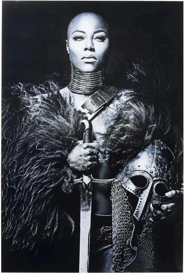 Zasklený čiernobiely obraz Kare Design Lady Knight, 150 × 100 cm