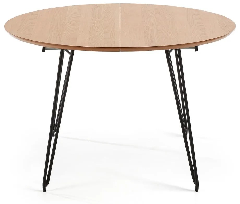 Rozkladací jedálenský stôl s doskou v dubovom dekore Kave Home Novaks, ø 120 cm