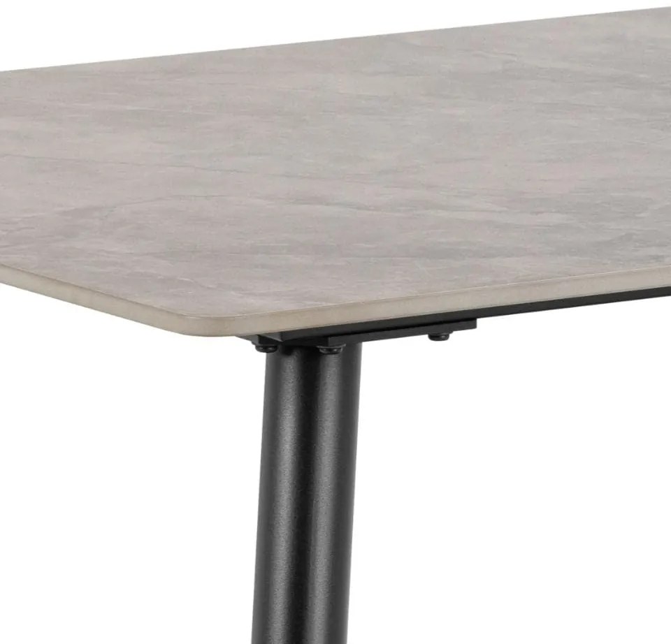 Jídelní stůl Wicklow 140 cm  šedý mramor/černý