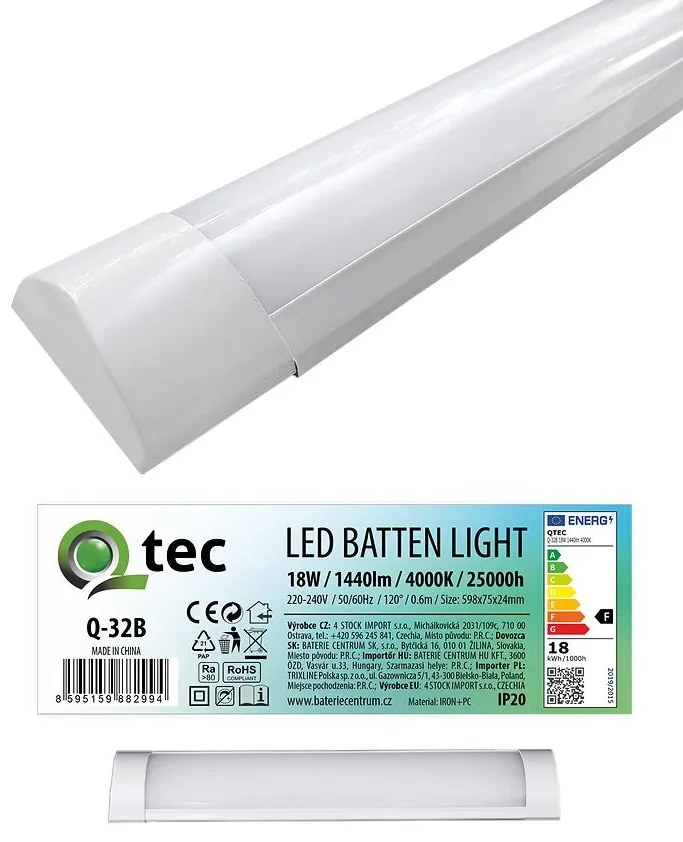 Podlinkové LED svietidlo BATTEN  biele 18W Q-32B