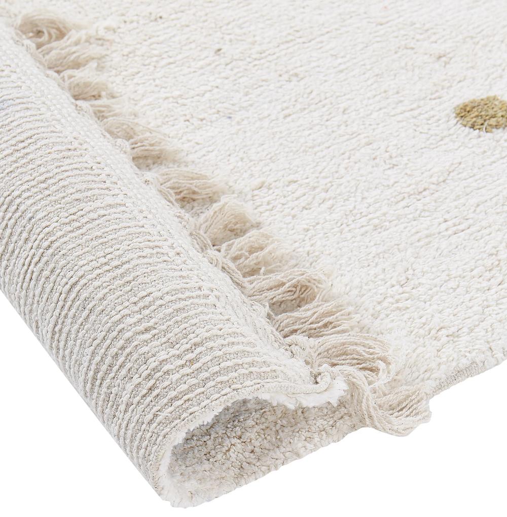 Bavlnený koberec s bodkami 140 x 200 cm krémová biela ASTAF Beliani