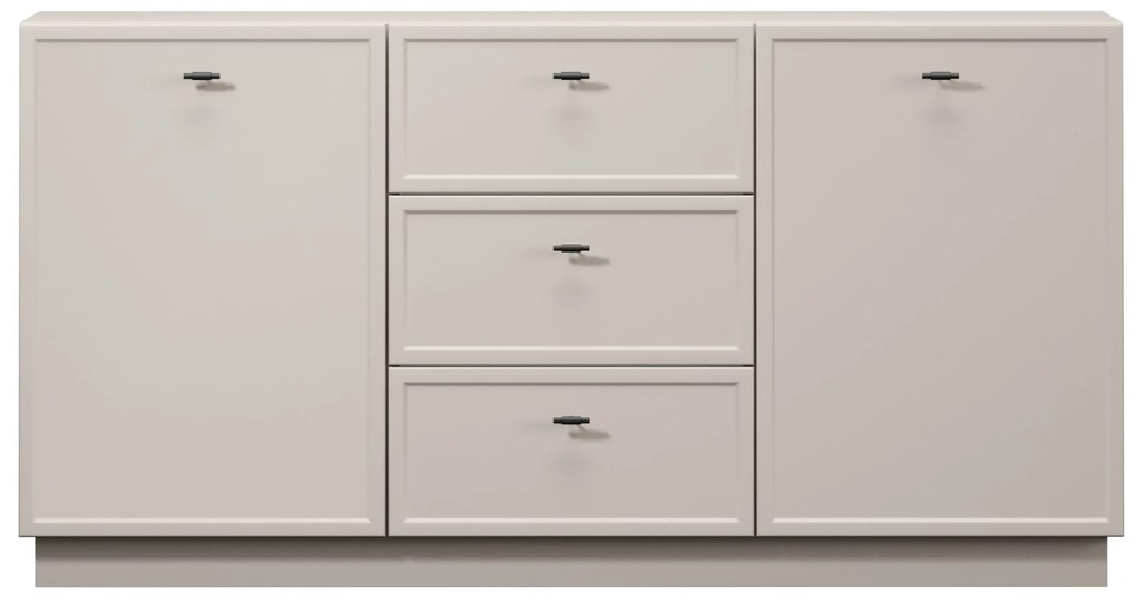 Komoda Lorini 150 cm so zásuvkami - kašmír / čierne úchytky T-bar