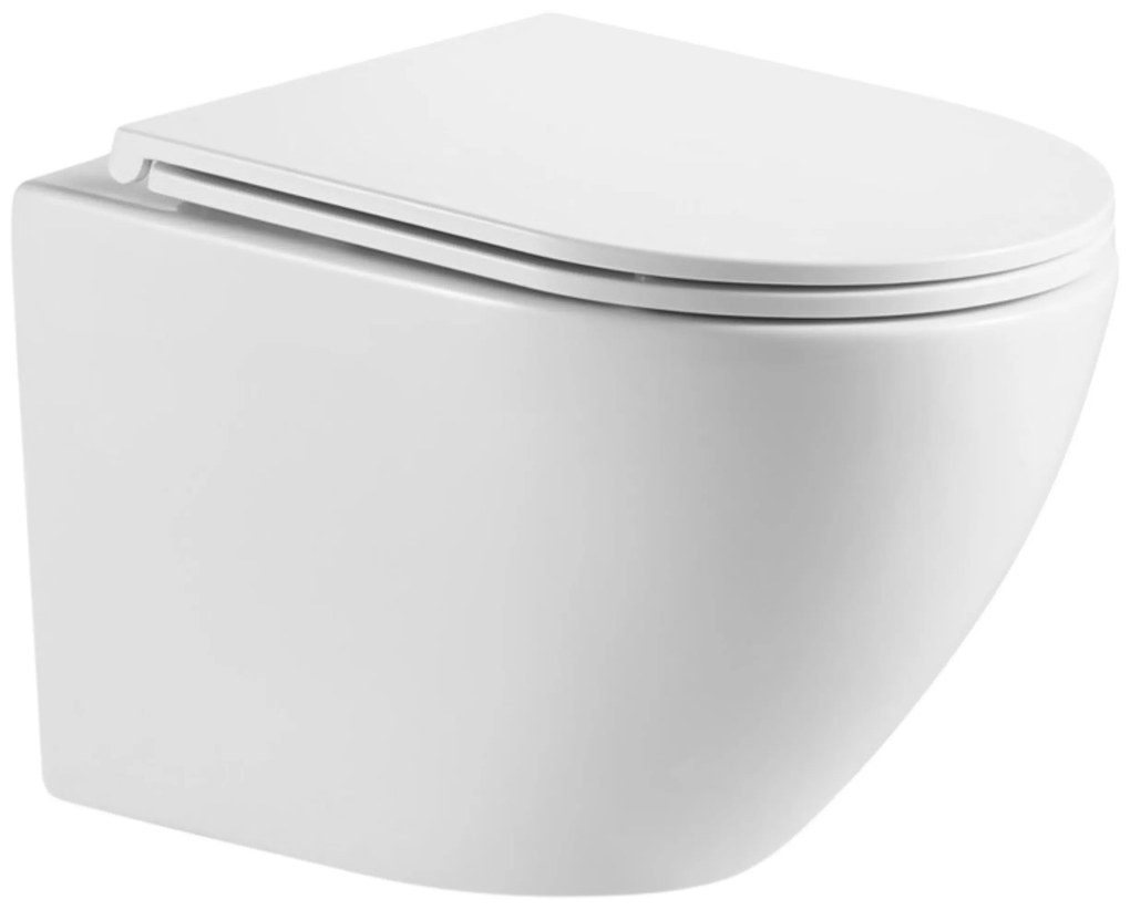 Erga Lily, závesná WC misa Rimless Tornado Flush 490x370x360 mm + toaletné sedadlo s pomalým zatváraním, biela, ERG-LILY-CE-93-001
