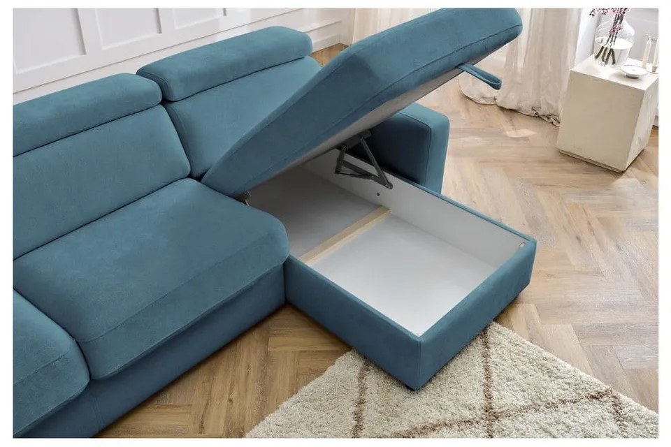 Modrá rozkladacia rohová pohovka (variabilná) Monaco – Bobochic Paris