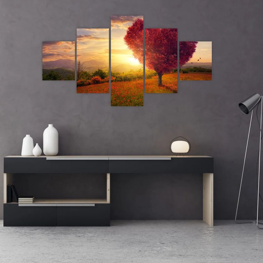 Obraz stromu v tvare srdca (125x70 cm), 40 ďalších rozmerov