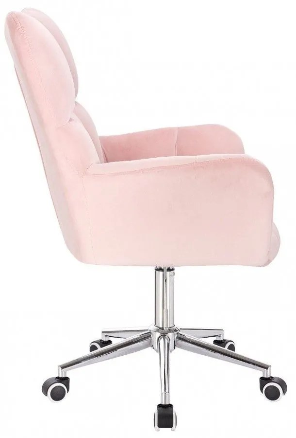 LuxuryForm DESIGN Kreslo AURORA VELUR na striebornej podstave s kolieskami - svetlo ružové