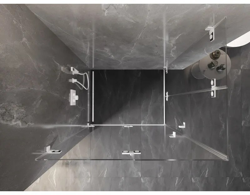 Mexen Lunar-F Duo, skladací sprchový kút 90 x 85 cm, 8mm číre sklo, biely profil, 836-090L-085P-20-00