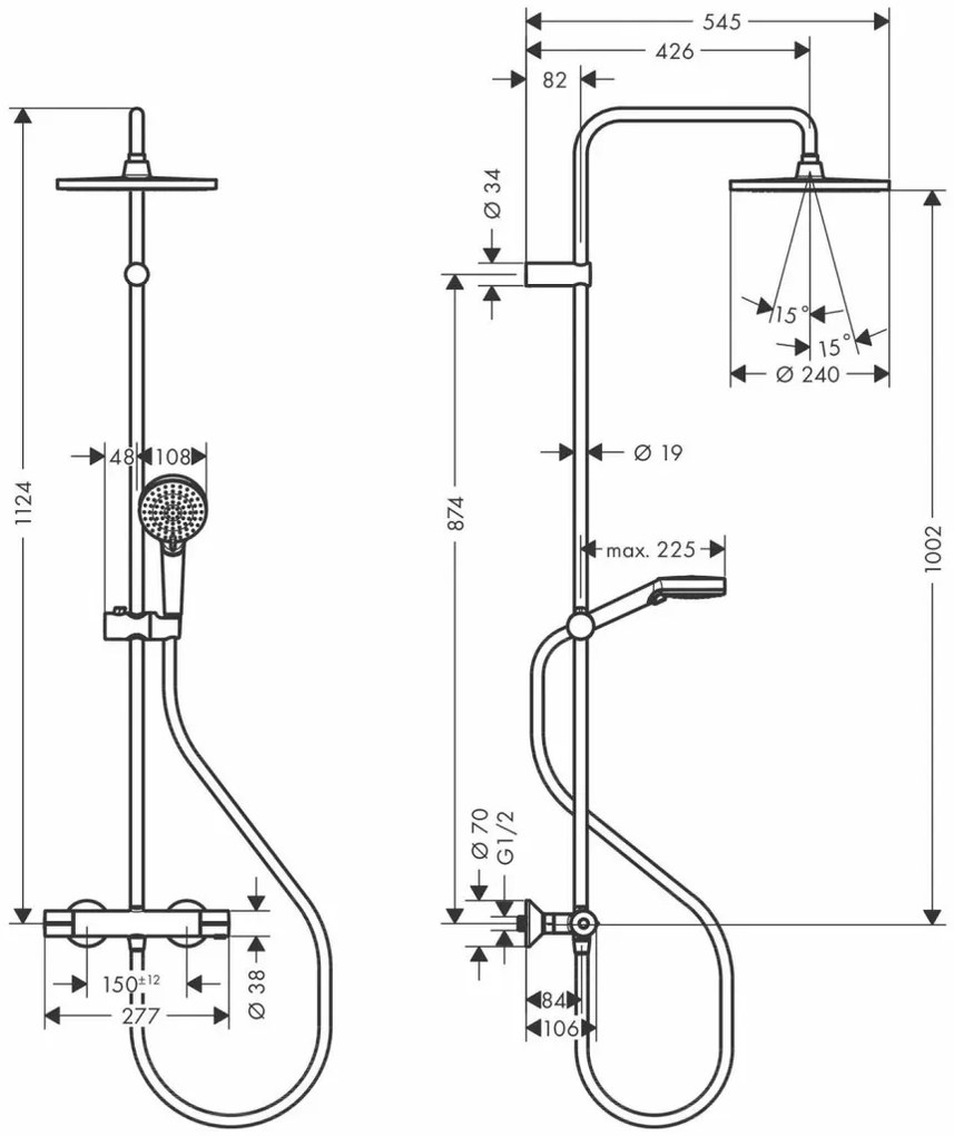 Hansgrohe Vernis Blend - Showerpipe 240 1jet s termostatom, čierna matná 26426670