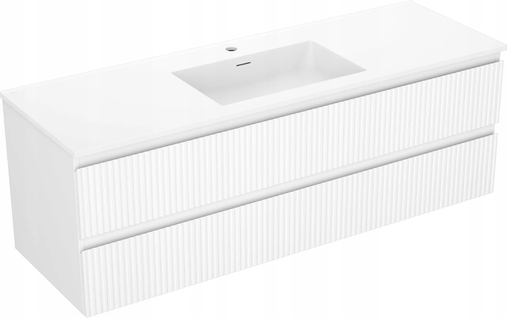 Mexen Rivel kúpeľňová skrinka 140 cm s umývadlom Otis, 2 zásuvky, biela