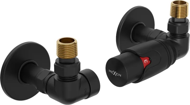 Mexen G00 termoset Osiová termostatická sada s krytom R, čierna - W903-900-904-70