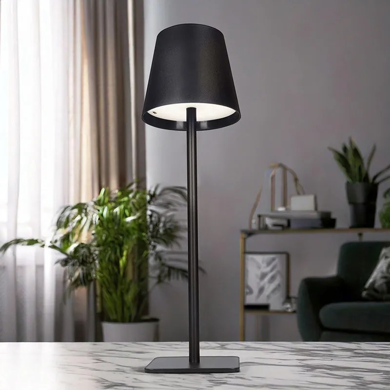 SOLIGHT LED nabíjacia lampička Lucca, 120lm, zmena CCT, stmievanie, čierna