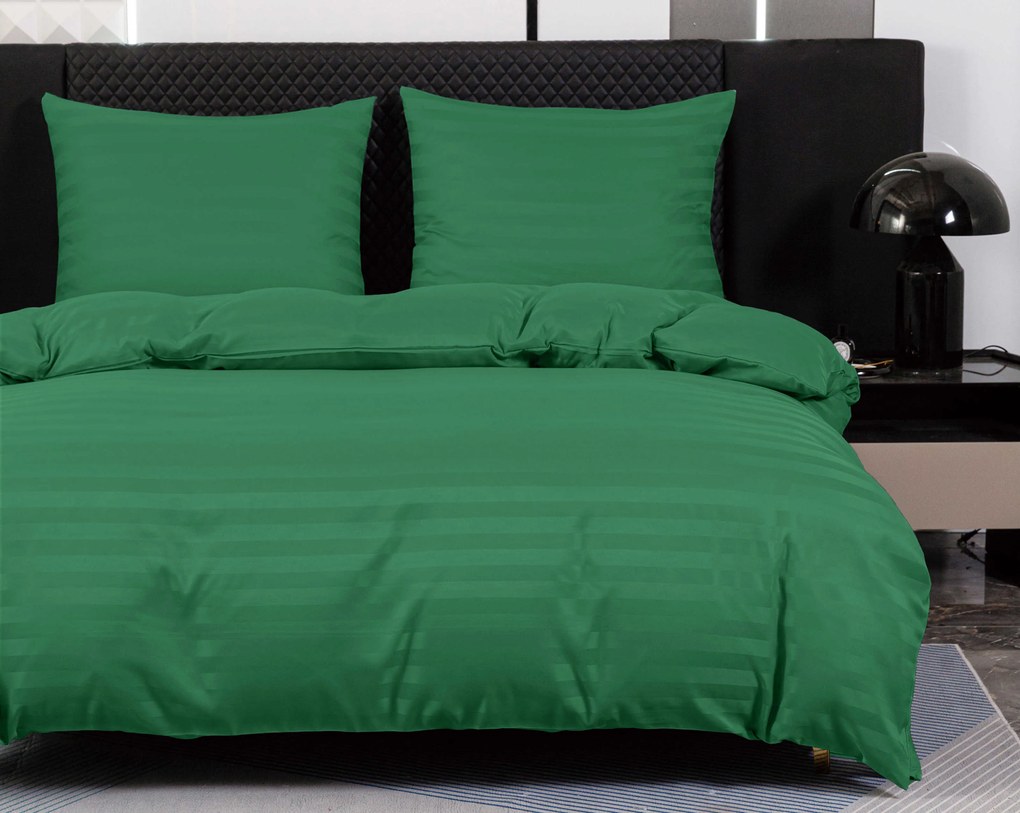 Hotelové obliečky z mikrovlákna JASMINE tmavo zelené - prúžok 2 cm Rozmer obliečky: 2 ks 70 x 90 cm | 200 x 220 cm