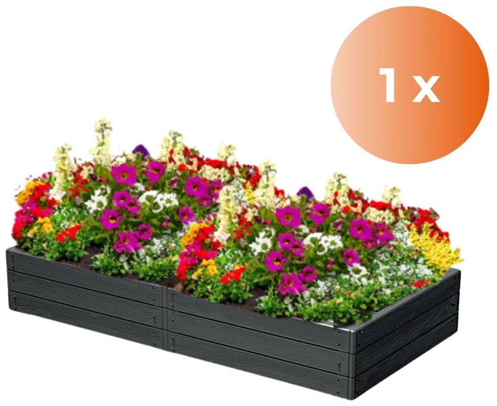 Vyvýšený záhon WOODY 149x75,6x25cm, antracitová Prosperplast