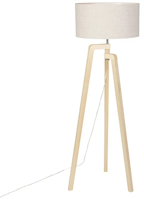 Stojaca lampa trojnožka drevená s tienidlom Pepper 50 cm - Puros