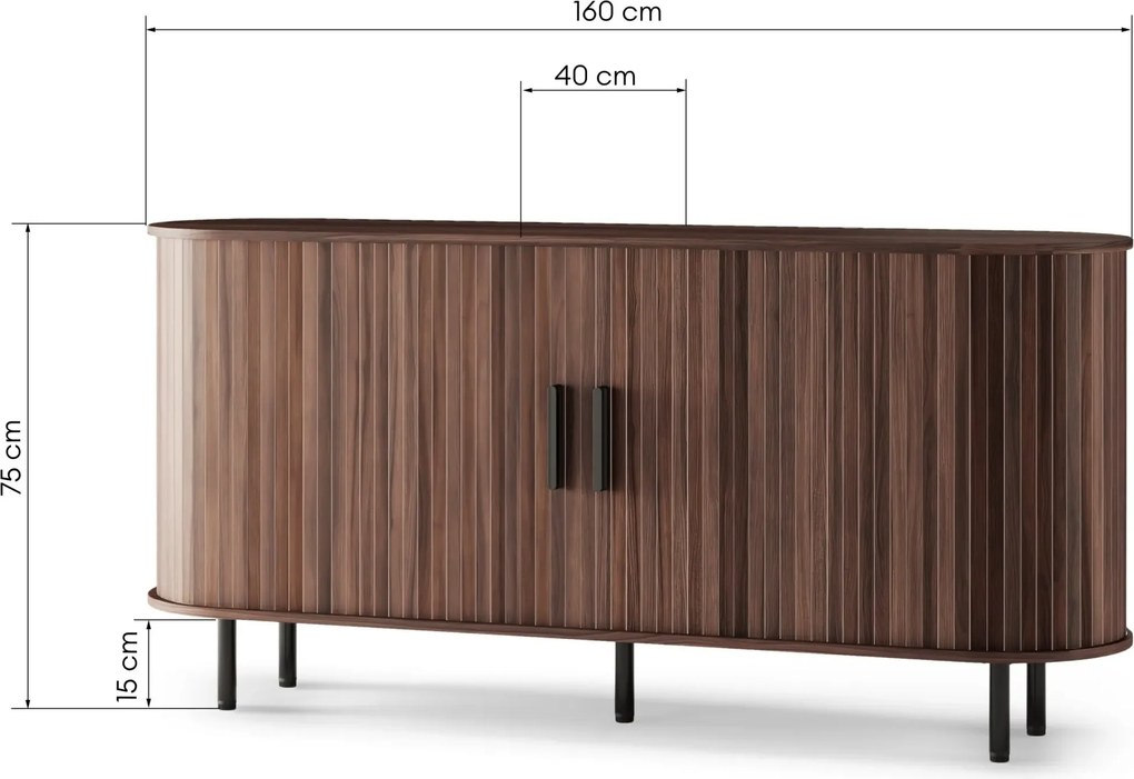 Komoda Gliss 160 cm orech tmavý