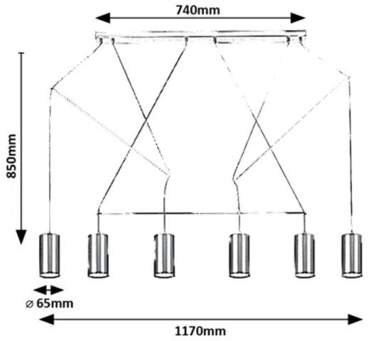 Rabalux 72018 - Luster na lanku ASLAUG 6xGU10/50W/230V