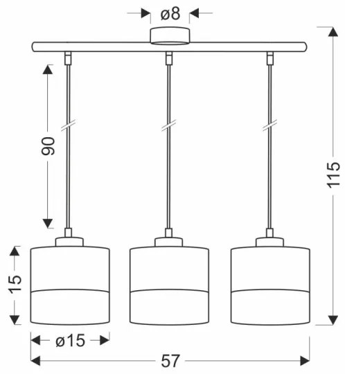 Luster na lanku PORTO 3xE27/60W/230V čierna/hnedá