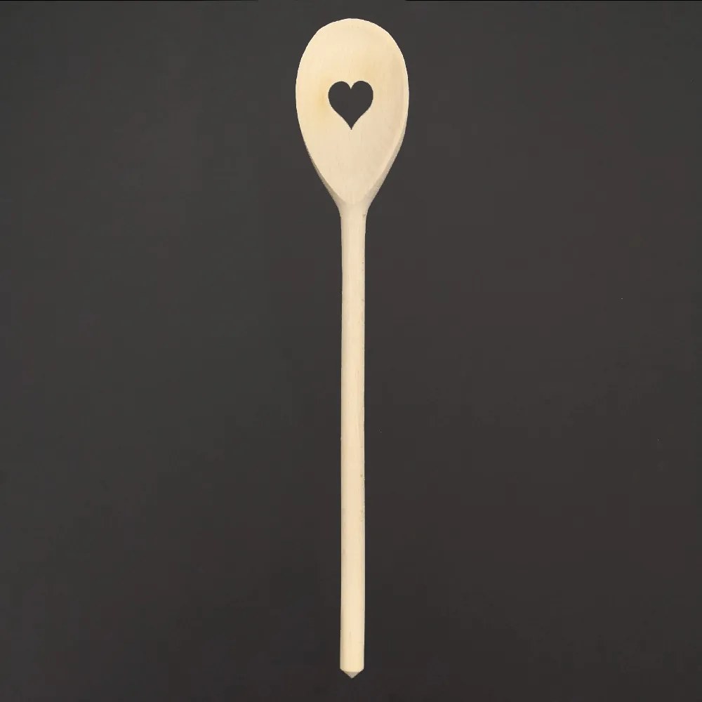 AMADEA Drevená vareška so srdcom, masívne drevo, dĺžka 30 cm
