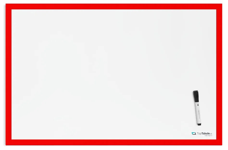 Toptabule.sk  Biela tabuľa na magnetky v drevenom červenom ráme 60x40 cm