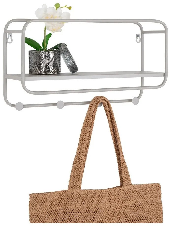 Svetlosivý kovový nástenný vešiak s poličkou Feira – House Nordic