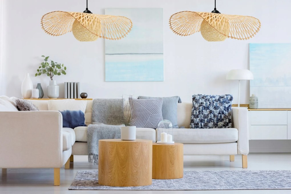 Stropné svietidlo BOHO hat - bambusové/čierne