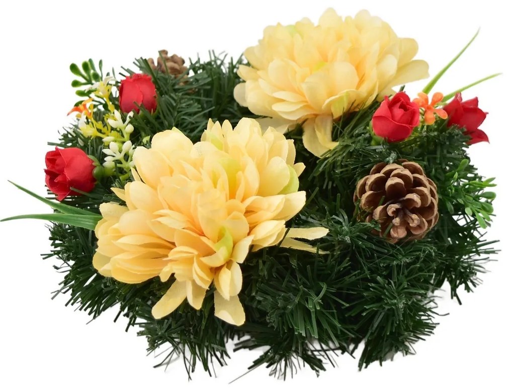 Dušičkový venček Oranžové chryzantémy, 20 cm