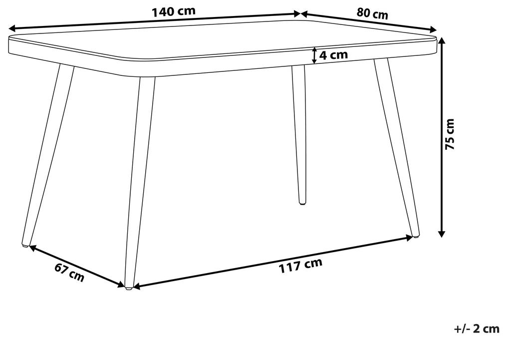Kovový záhradný jedálenský stôl 140 x 80 cm sivý LIPARI Beliani