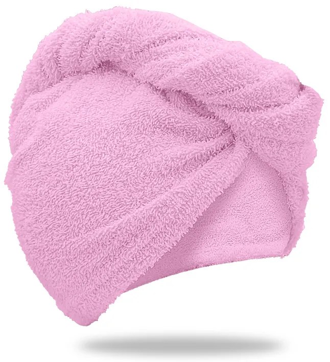 Rýchloschnúci froté turban na vlasy ružový, 100% bavlna