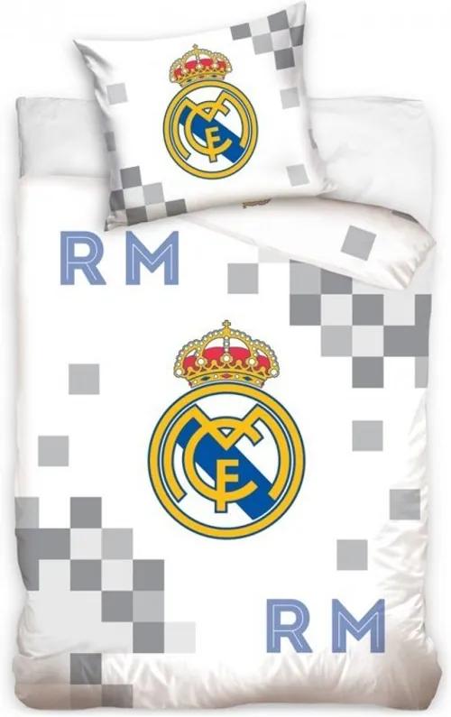 Carbotex · Futbalové posteľné obliečky FC Real Madrid - Dados Grey - 100% bavlna - 70x80 cm + 140x200 cm - Oficiálny produkt Realmadrid