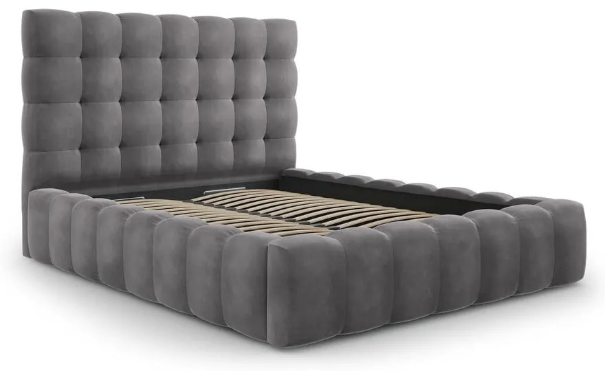 Sivá čalúnená dvojlôžková posteľ s úložným priestorom s roštom 140x200 cm Bali – Cosmopolitan Design